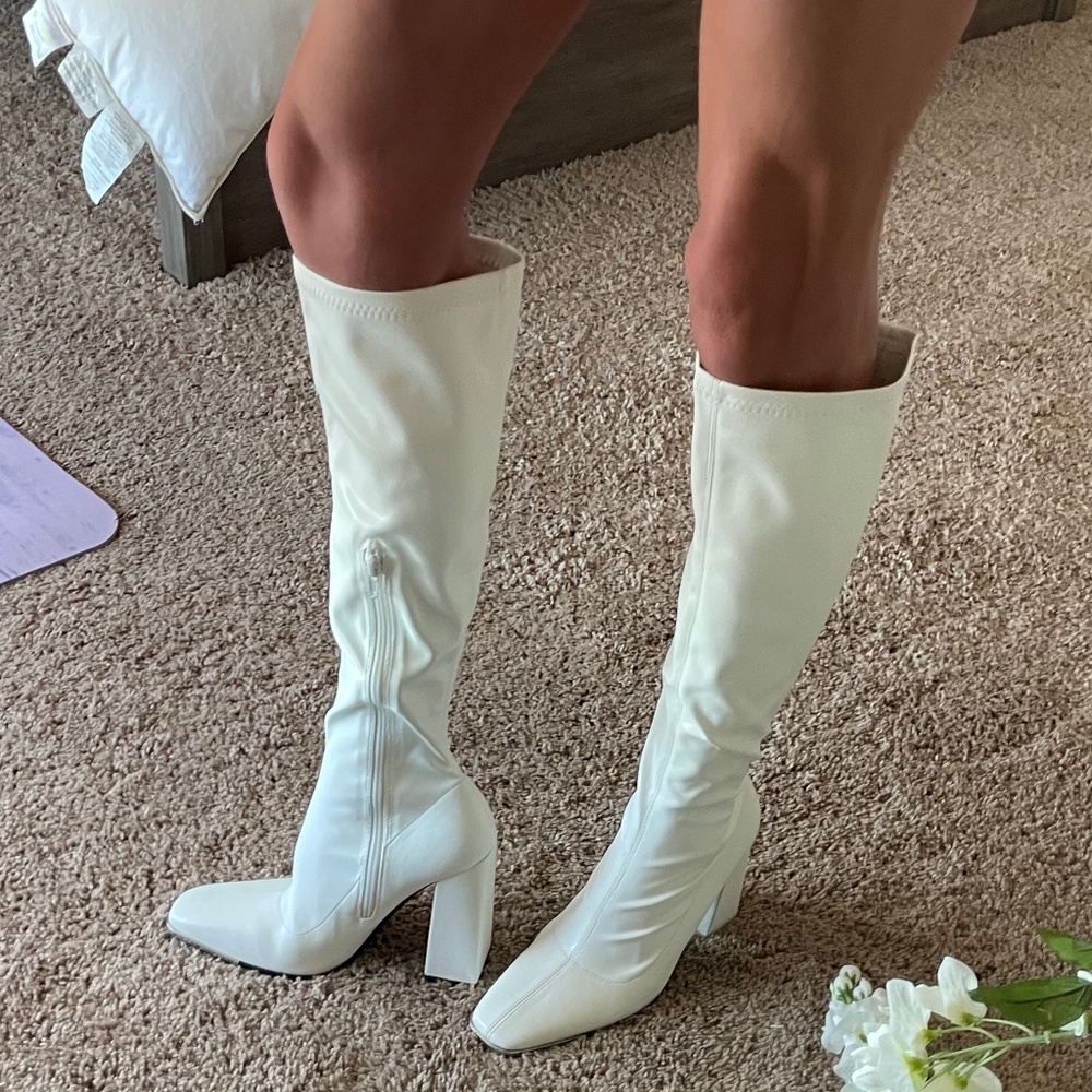 White Knee High Boots